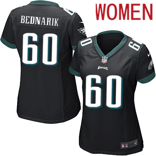 Women Philadelphia Eagles #60 Chuck Bednarik Nike Black Game NFL Jersey->women nfl jersey->Women Jersey